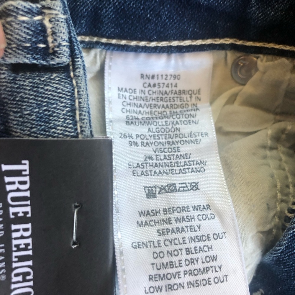True Religion Mid Blue Bootcut Jeans with Amber Crystal Embellishment - Picture 6 of 11